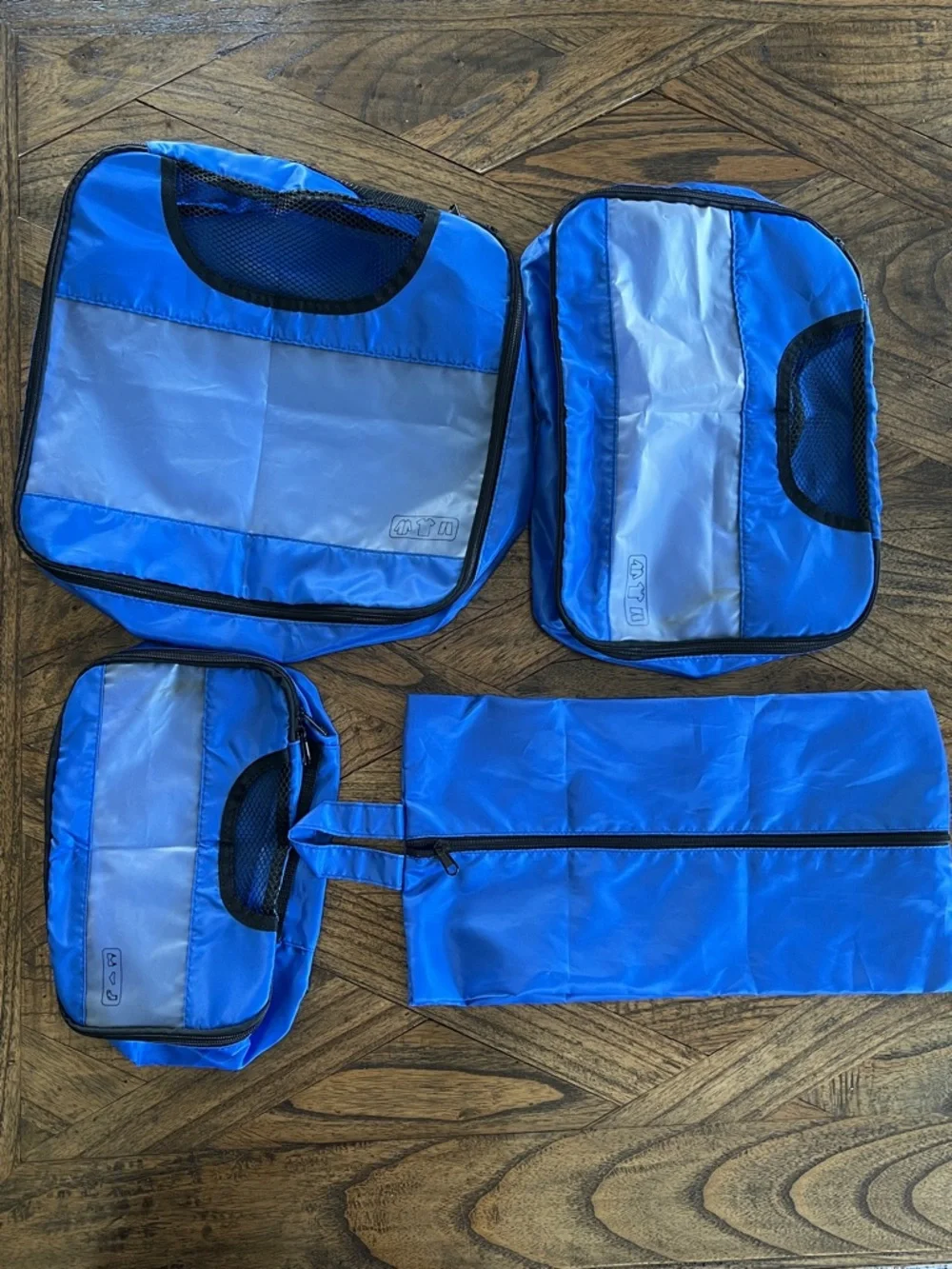 Blue Travel Packing Cube Set - 4 Pieces, Handles, Double Zippers, Like New